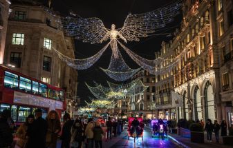 17-Meter Sculptural Christmas Light Displays Mimicking 'Spirits' Adorn Regent Street in London