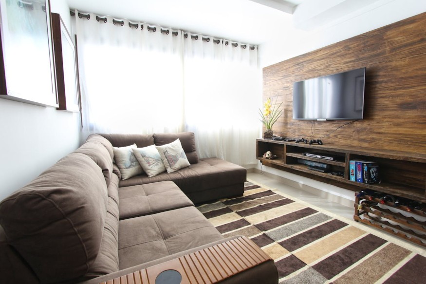 Brown Fabric Sectional Sofa