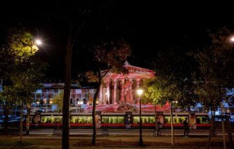 Vibrant Light Installation Colors Facade of Parliament Building in Austria